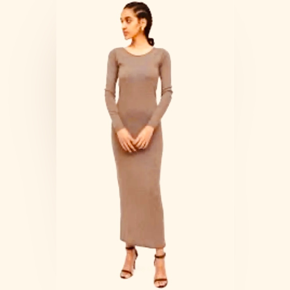 T by Alexander Wang Long Sleeve Tan Dress XS